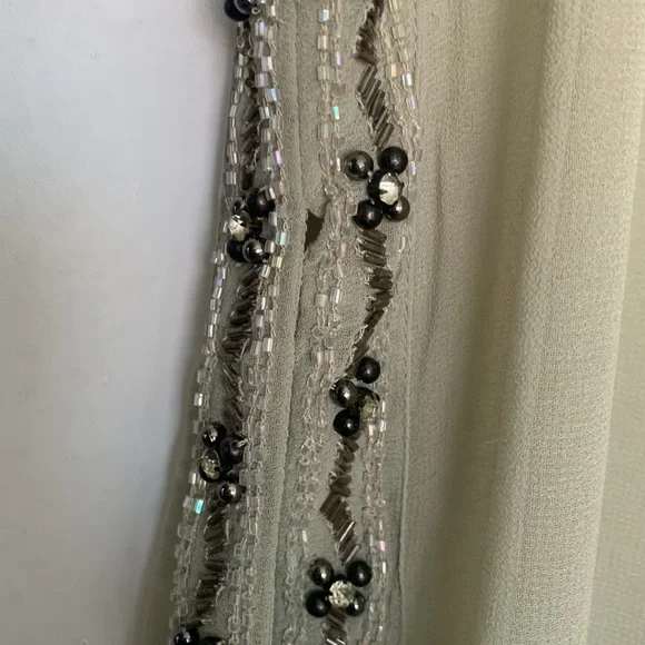 Anthropology let me be sheer beaded sage green side slits tunic small new - Picture 11 of 15